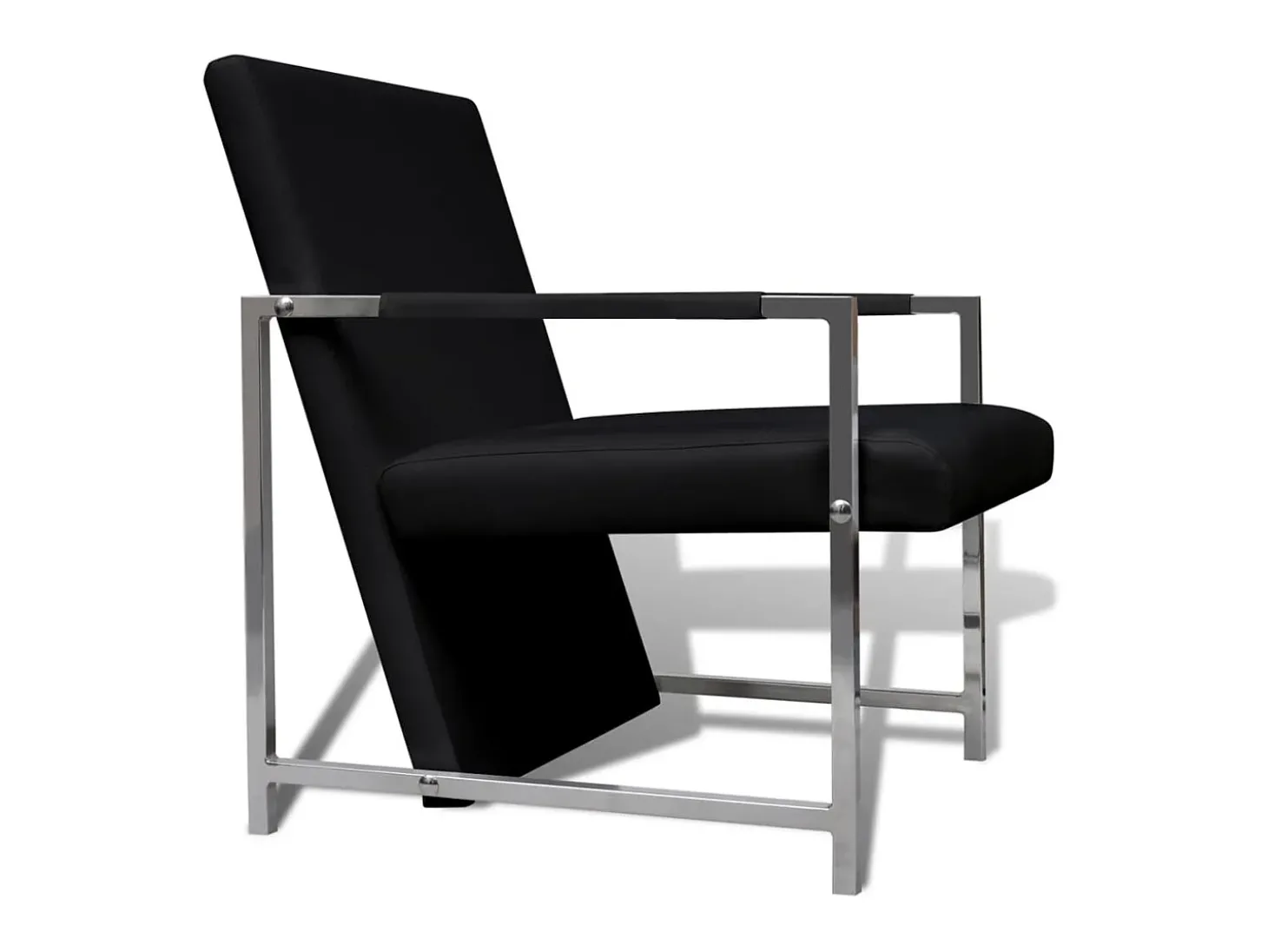 Poltronas com estrutura cromada 2 pcs couro artificial preto PT196299