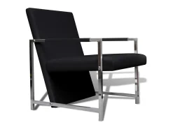 Poltronas com estrutura cromada 2 pcs couro artificial preto PT196299