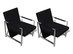 Poltronas com estrutura cromada 2 pcs couro artificial preto PT196299