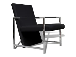 Poltronas com estrutura cromada 2 pcs couro artificial preto SHL932263