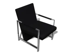 Poltronas com estrutura cromada 2 pcs couro artificial preto SHL932263