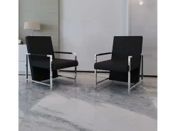 Poltronas com estrutura cromada 2 pcs couro artificial preto SHL932263