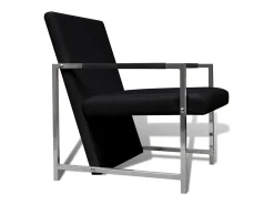 Poltronas com estrutura cromada 2 pcs couro artificial preto SHL932263