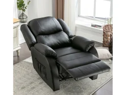 Poltronas extensíveis em couro sintético - sofás convidativos - com apoio para os pés - PU - preto