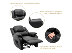 Poltronas extensíveis em couro sintético - sofás convidativos - com apoio para os pés - PU - preto