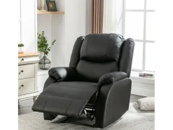 Poltronas extensíveis em couro sintético - sofás convidativos - com apoio para os pés - PU - preto