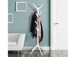 Porta-casacos Árvore Branca 178cm Design Moderno em Bambu