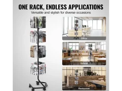 Porta-Folhetos SucceBuy, 32 Bolsas, Suporte de Documentação Rotativo com 5 Rodas, Expositor de Cartões Comemorativos Giratório em 360°