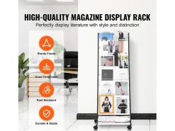 Porta-Folhetos SucceBuy, de 6 Níveis, Expositor de Revistas com 4 Rodas para o Escritório