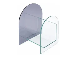 Porta-revistas em vidro temperado transparente e cinza - DUSILLA