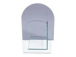 Porta-revistas em vidro temperado transparente e cinza - DUSILLA