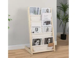 Porta-revistas Rui em tecido e madeira com 6 seções.