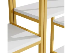Prateleira com as dimensões de 160 x 29,5 x 180 cm - Metal e MDF - Dourada e branca