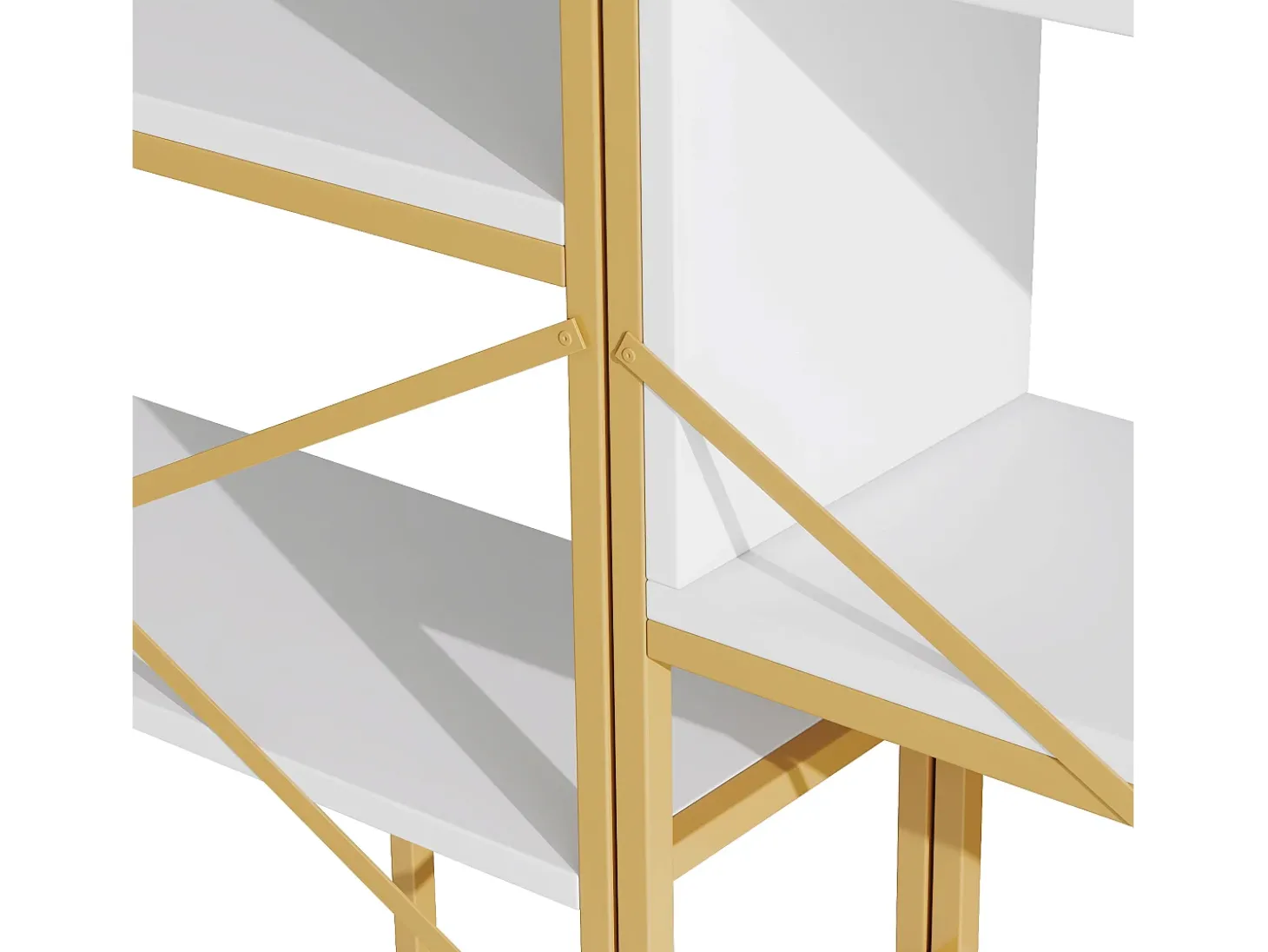 Prateleira com as dimensões de 160 x 29,5 x 180 cm - Metal e MDF - Dourada e branca