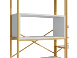 Prateleira com as dimensões de 160 x 29,5 x 180 cm - Metal e MDF - Dourada e branca