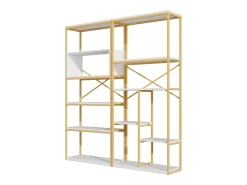Prateleira com as dimensões de 160 x 29,5 x 180 cm - Metal e MDF - Dourada e branca