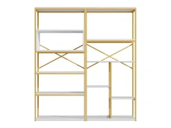 Prateleira com as dimensões de 160 x 29,5 x 180 cm - Metal e MDF - Dourada e branca