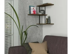 Prateleira Dboseggi, Prateleira, Prateleira de parede, Prateleiras multiusos, 45x20h47 cm, Noz e Preto