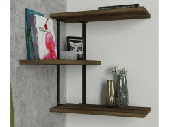 Prateleira Dboseggi, Prateleira, Prateleira de parede, Prateleiras multiusos, 45x20h47 cm, Noz e Preto