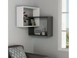 Prateleira Dcarrett, Prateleira, Prateleira de parede, Prateleiras multiusos, 68x60h68 cm, Branco e Antracite