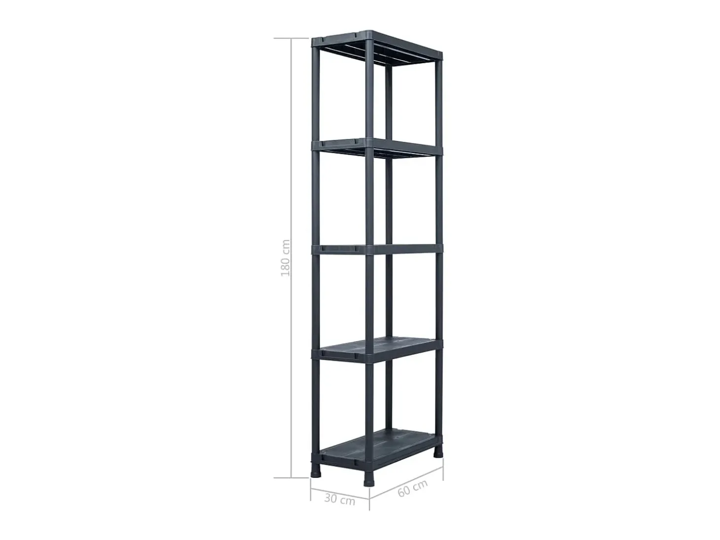 Prateleira de armazenamento 125 kg 60 x 30 x 180 cm plástico preto 02_0000635
