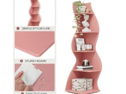 Prateleira de Cantinho Ondulada, Estante Moderna de 5 Andares com Forma Curva, Suporte para Plantas Exibidor Único