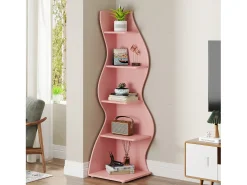 Prateleira de Cantinho Ondulada, Estante Moderna de 5 Andares com Forma Curva, Suporte para Plantas Exibidor Único