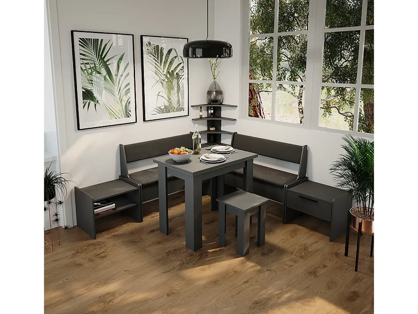 Prateleira de canto antracite 43.5x43.5x37 roman
