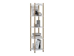 Prateleira de canto branco/pinheiro 30x30x133 bivio