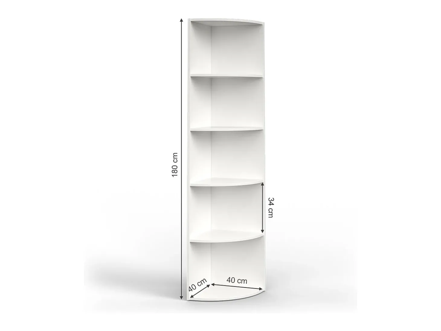 Prateleira de canto branco 40x40x180 ecki