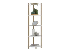 Prateleira de canto branco/pinheiro 29x29x133 bivio