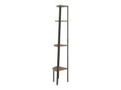 Prateleira de canto com 4 níveis, castanho escuro e preto, 45,5x31,5x150 cm