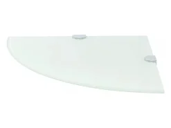 Prateleira de canto para armário com suportes cromados e vidro branco 25 x 25 cm 2702223/2