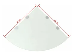 Prateleira de canto para armário com suportes cromados e vidro branco 45 x 45 cm 2702225/2