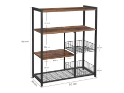 Prateleira de cozinha para guardar forno de micro-ondas estilo industrial marrom e preto 12_0000547