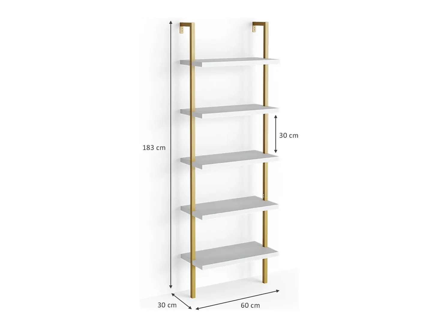 Prateleira de escada branco 60x30x183 ava