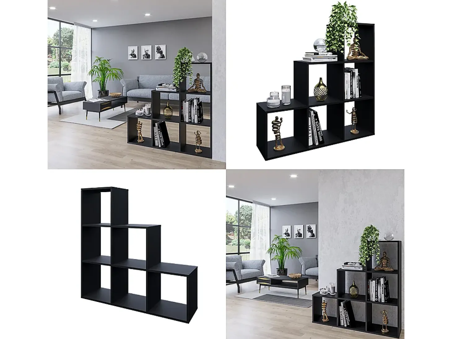 Prateleira de escada preto 107.2x29x107.8
