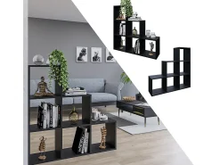 Prateleira de escada preto 107.2x29x107.8