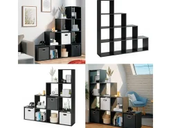 Prateleira de escada preto 142.5x29x140