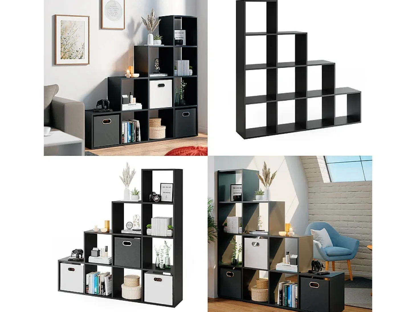 Prateleira de escada preto 142.5x29x140