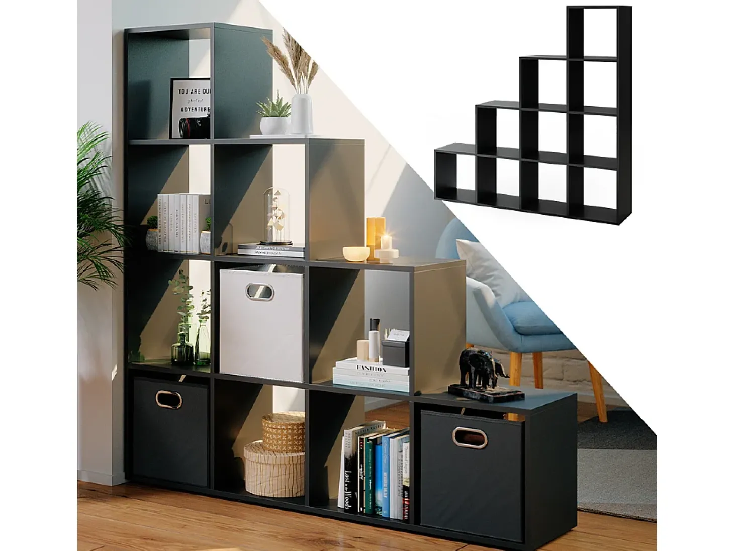 Prateleira de escada preto 142.5x29x140