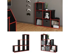 Prateleira de escada preto/vermelho 107.2x29x107.8