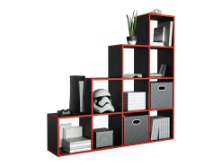 Prateleira de escada preto/vermelho 142.5x29x140