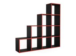 Prateleira de escada preto/vermelho 142.5x29x140