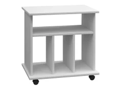 Prateleira de Mídia de Madeira VCM | Prateleira com Rolos | Dimensões: A. 59 x L. 60 x P. 45 cm - Retal (Branco)