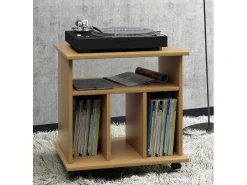 Prateleira de Mídia de Madeira VCM | Prateleira com Rolos | Dimensões: A. 59 x L. 60 x P. 45 cm - Retal (Beech)