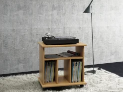 Prateleira de Mídia de Madeira VCM | Prateleira com Rolos | Dimensões: A. 59 x L. 60 x P. 45 cm - Retal (Beech)
