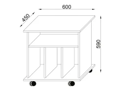 Prateleira de Mídia de Madeira VCM | Prateleira com Rolos | Dimensões: A. 59 x L. 60 x P. 45 cm - Retal (Beech)
