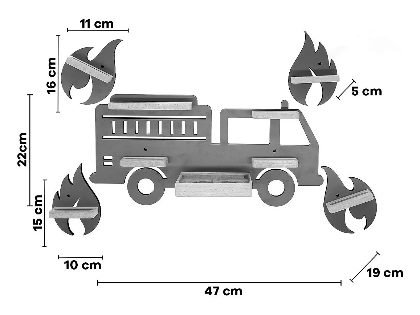 Prateleira de parede BOARTI Regal Vermelho A. 48 x L. 47 x P. 19 cm