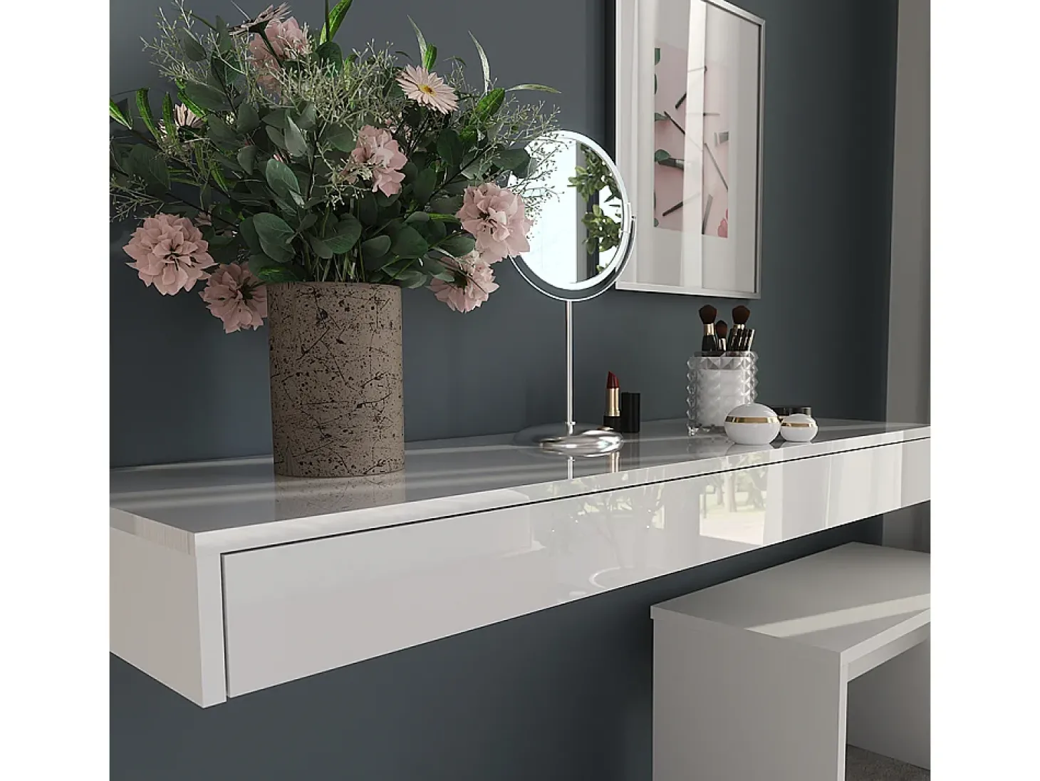 Prateleira de parede branco alto brilho 120x40.1x12 sherry